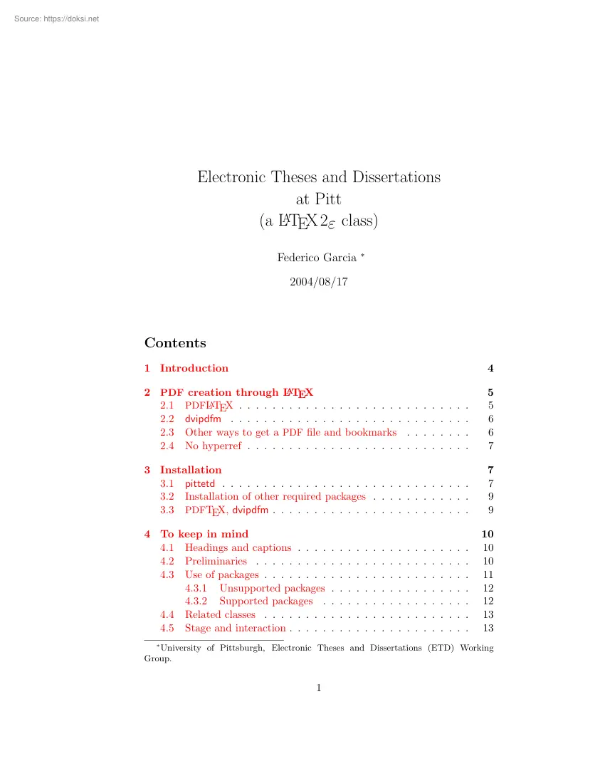 Federico Garcia - Electronic Theses and Dissertations at Pitt, a Latex2e class