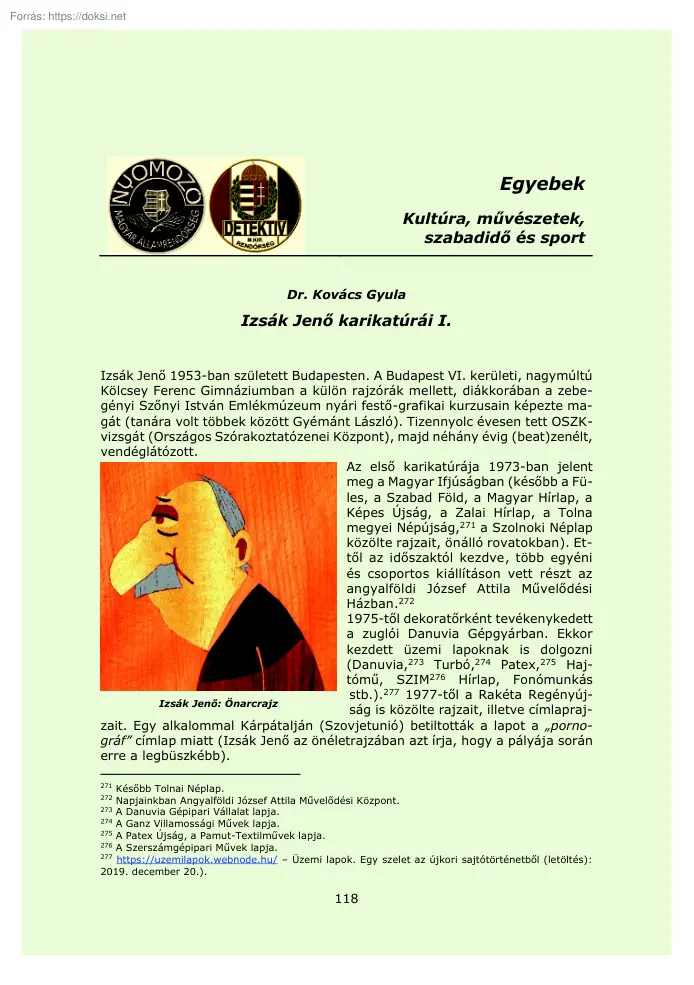 Dr. Kovács Gyula - Izsák Jenő karikatúrái I