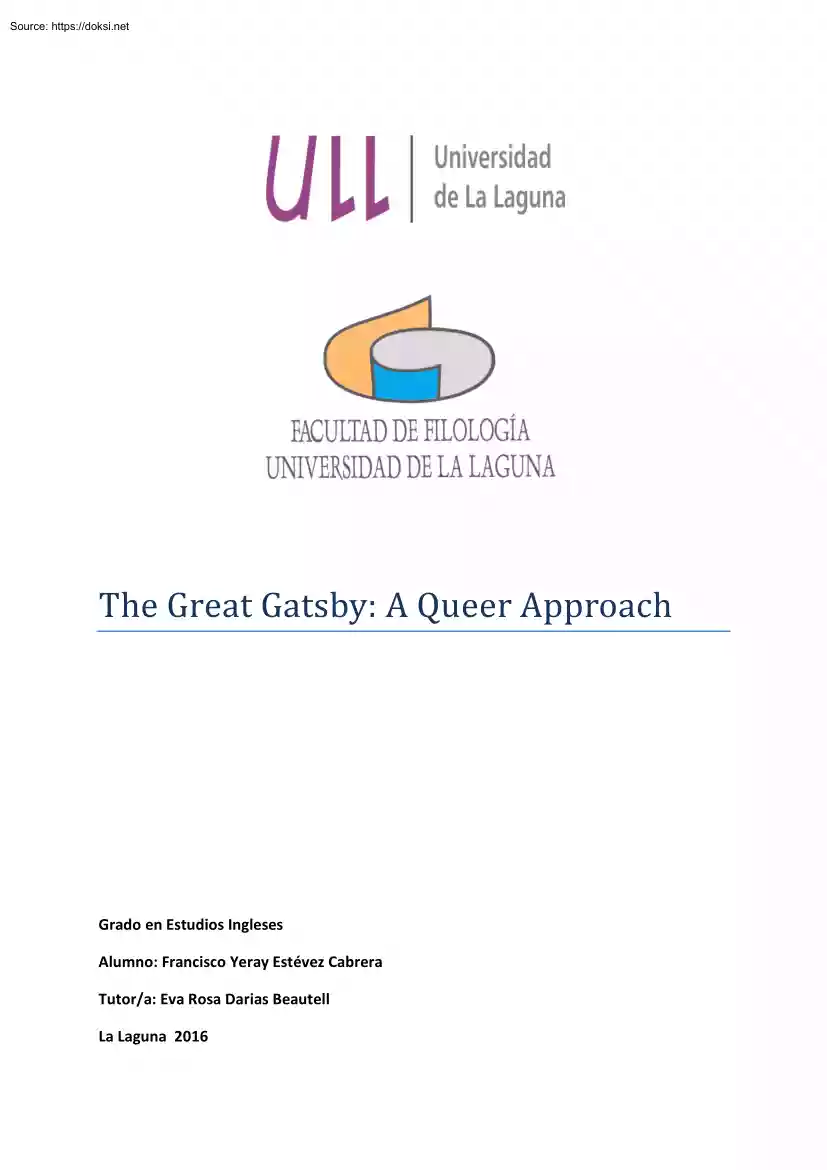 Francisco Yeray Estévez Cabrera - The Great Gatsby, A Queer Approach
