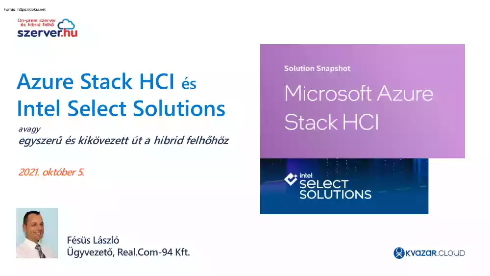 Fésüs László - Azure Stack HCI és Intel Select Solutions