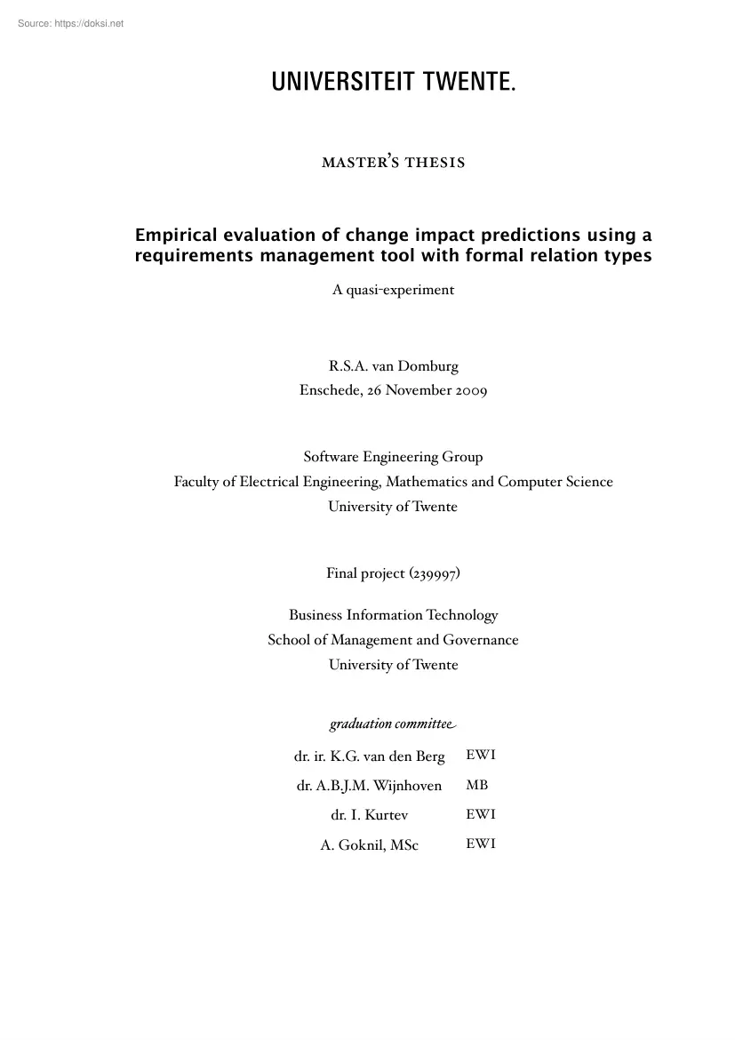 Empirical evaluation of change impact predictions using a requirements management tool with formal