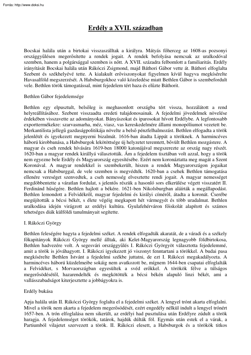 Erdély a XVII. században