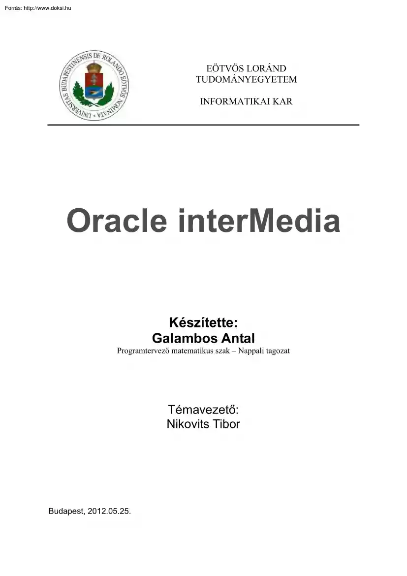 Galambos Antal - Oracle interMedia
