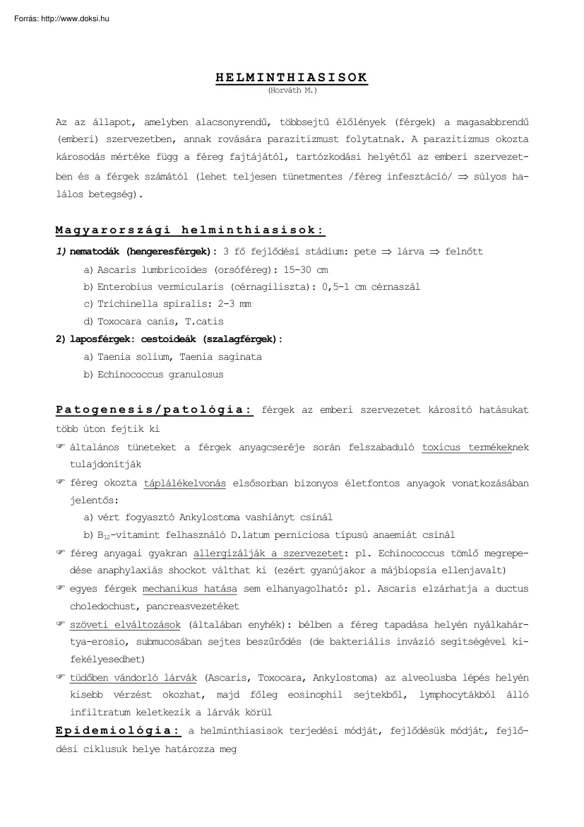 Helminthiasisok