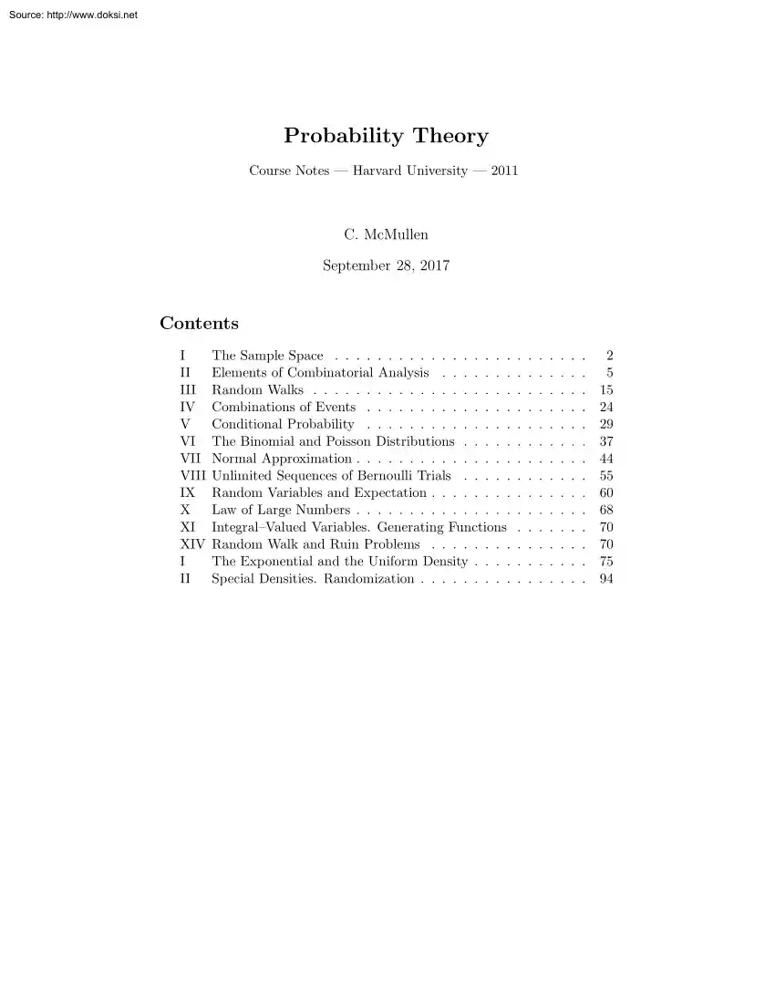 C. McMullen - Probability Theory
