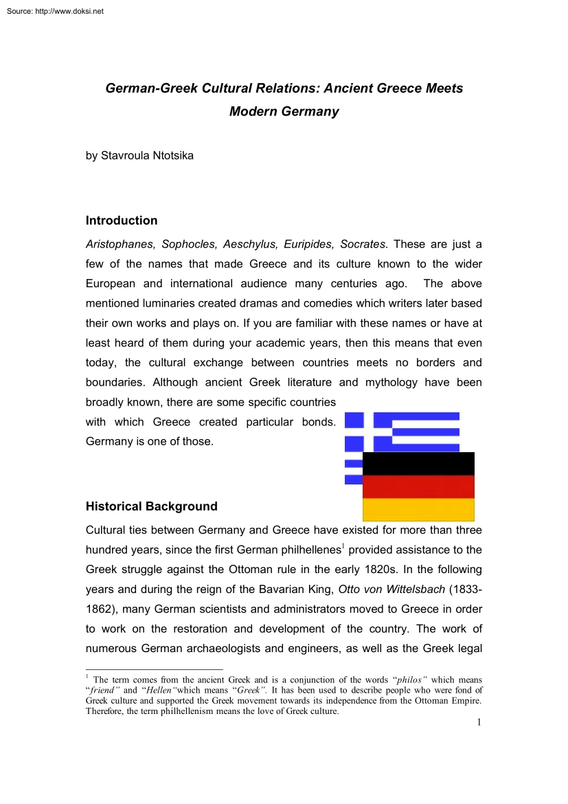 Stavroula Ntotsika - German Greek Cultural Relations, Ancient Greece Meets Modern Germany