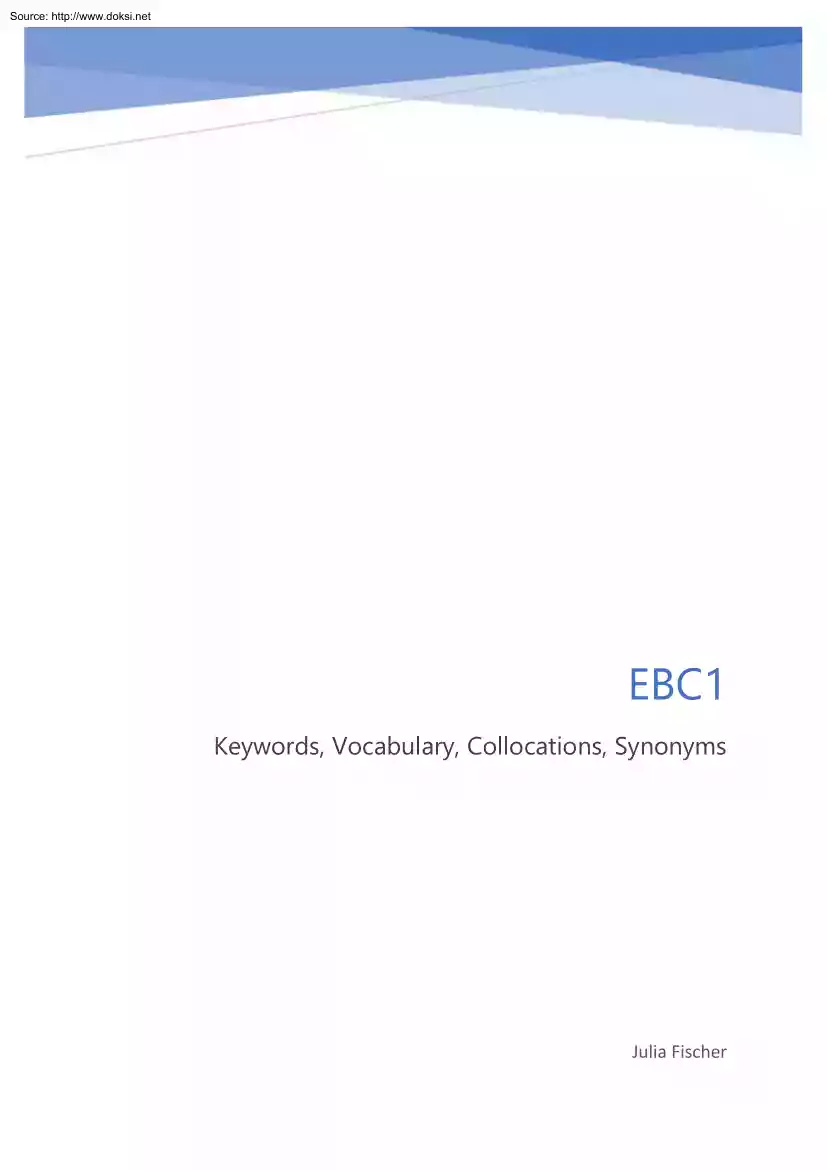 Julia Fischer - EBC1, Keywords, Vocabulary, Collocations, Synonyms