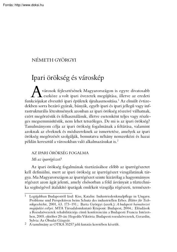 Németh Györgyi - Ipari örökség és városkép