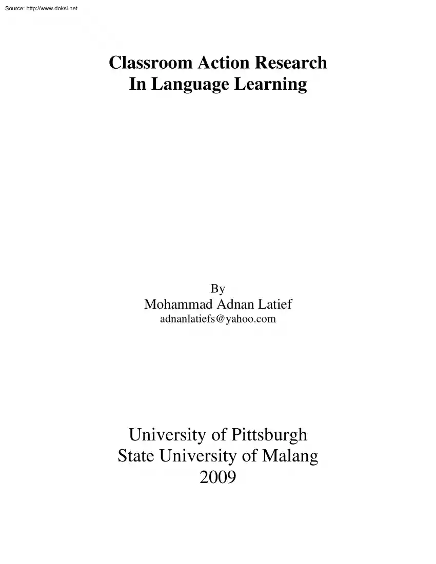 Mohammad Adnan Latief - Classroom Action Research In Language Learning