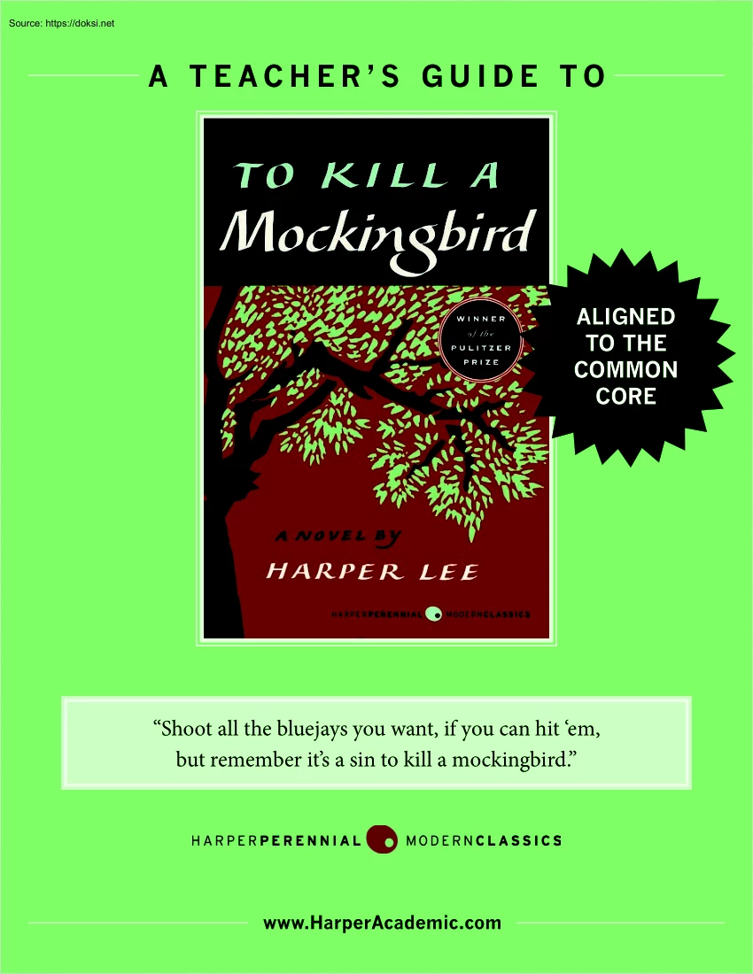 A Teachers Guide To Kil a Mockingbird