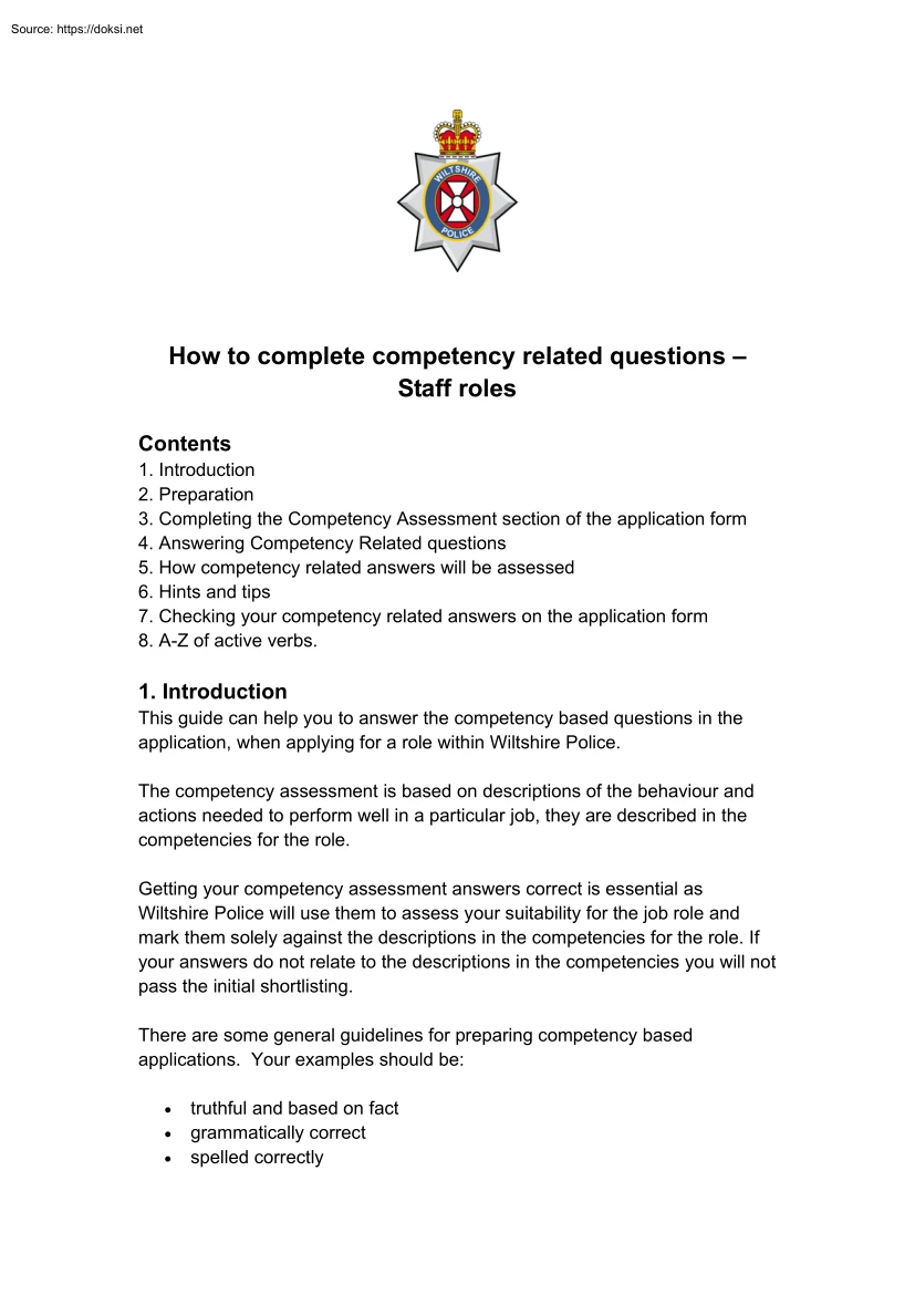 How to Complete Competency Related Questions, Staff Roles
