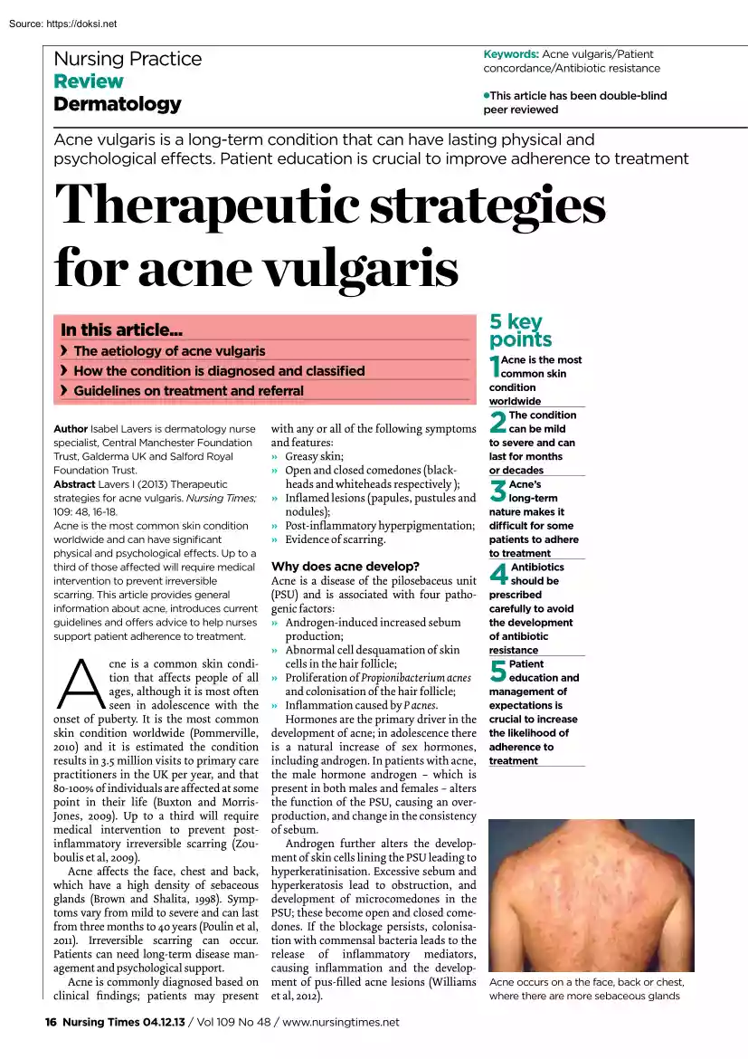 Therapeutic Strategies for Acne Vulgaris