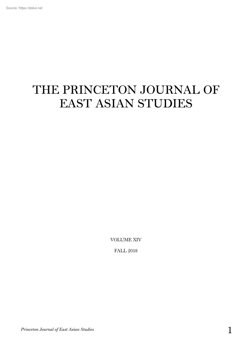 The Princeton Journal of East Asian studies
