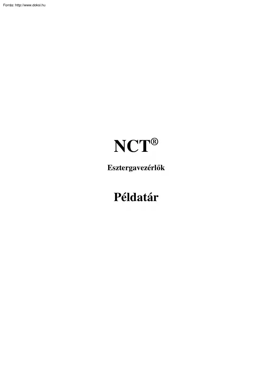 NCT esztergavezérlők példatár