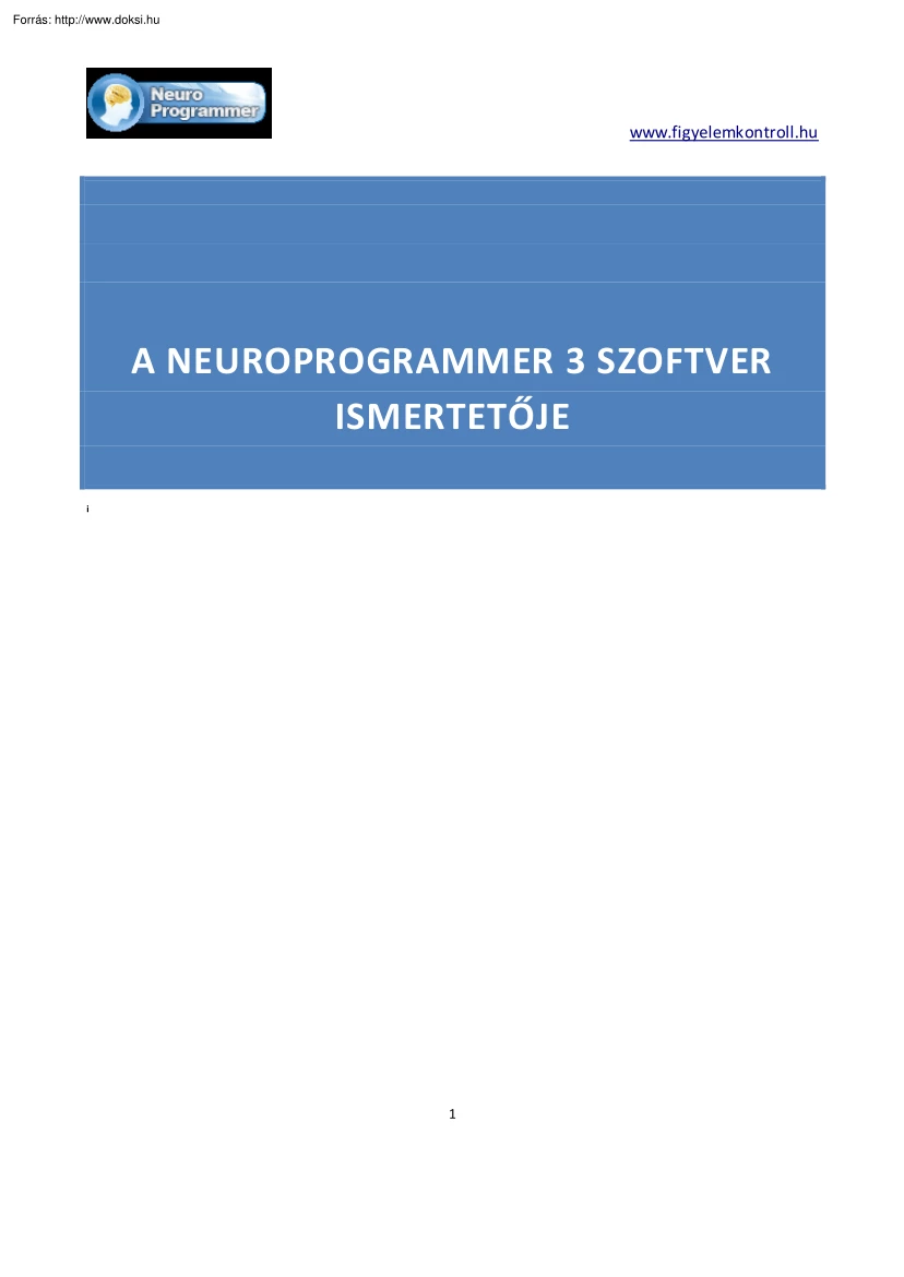 A Neuroprogrammer 3 szoftver ismertetője