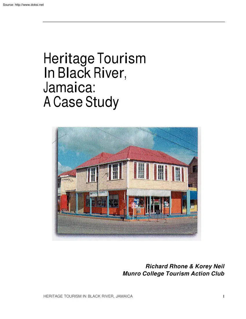 Rhone-Neil - Heritage Tourism In Black River, Jamaica, A Case Study