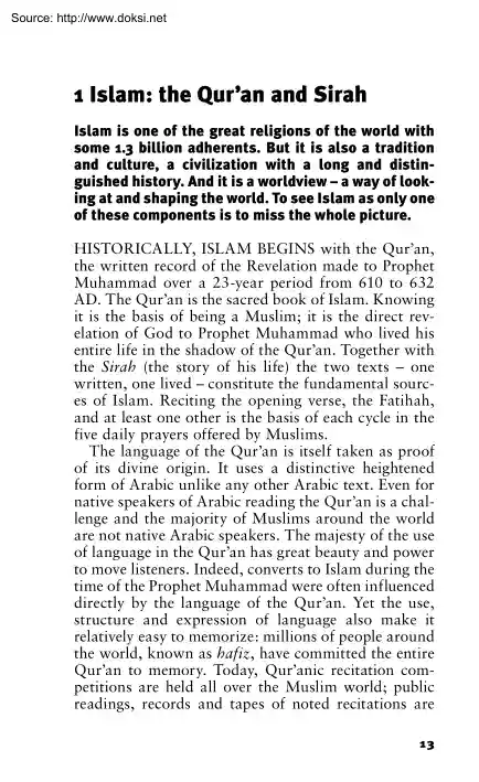Islam, The Quran and Sirah
