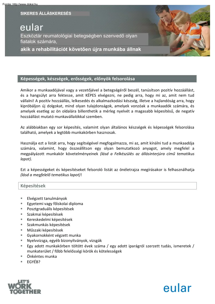 Eszköztár reumatológiai betegségben szenvedő olyan fiatalok számára, akik a rehabilitációt
