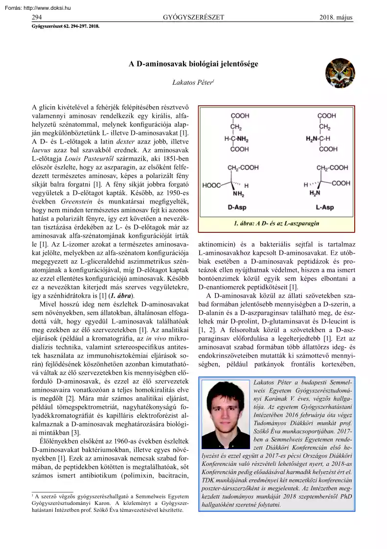 Lakatos Péter - A D-aminosavak biológiai jelentősége