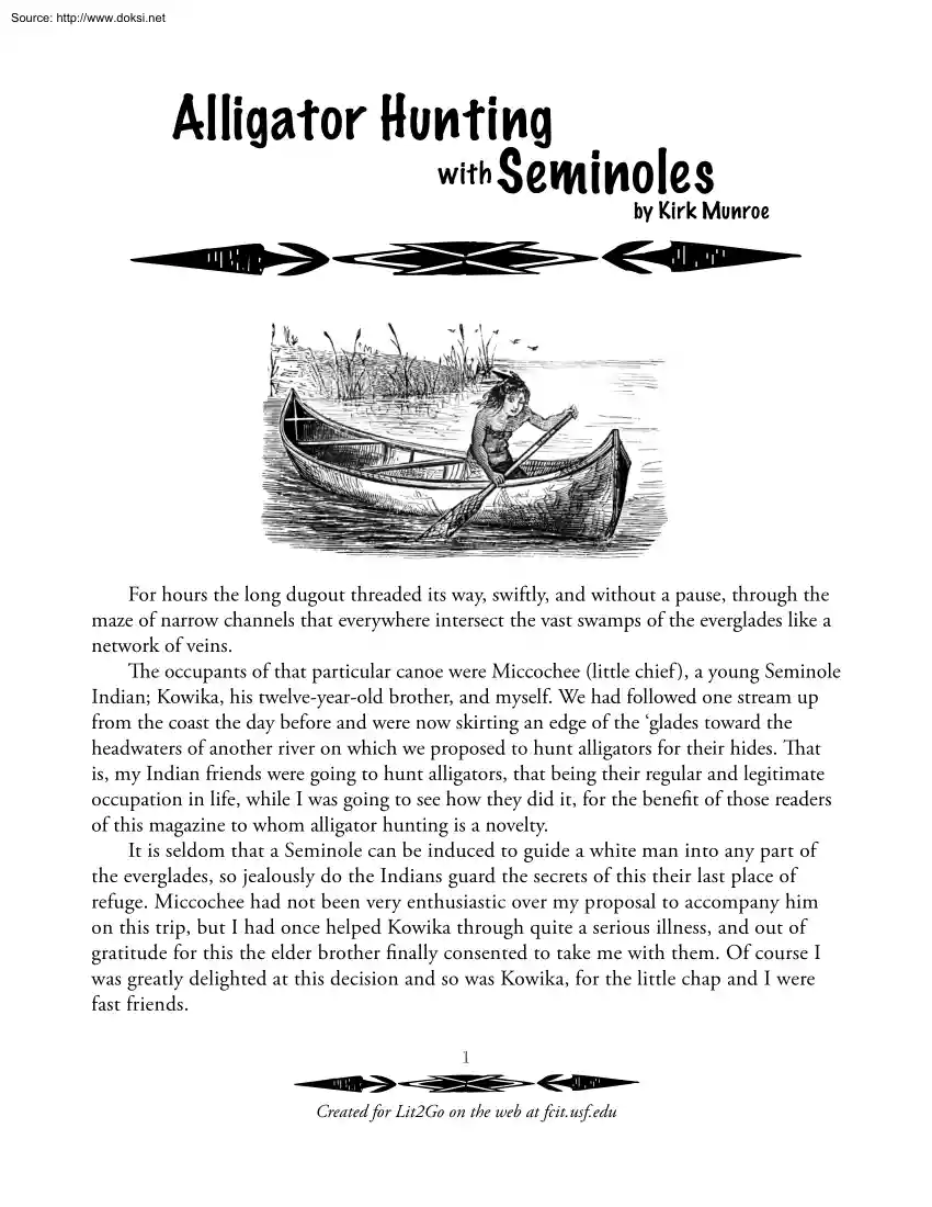 Kirk Munroe - Alligator Hunting with Seminoles