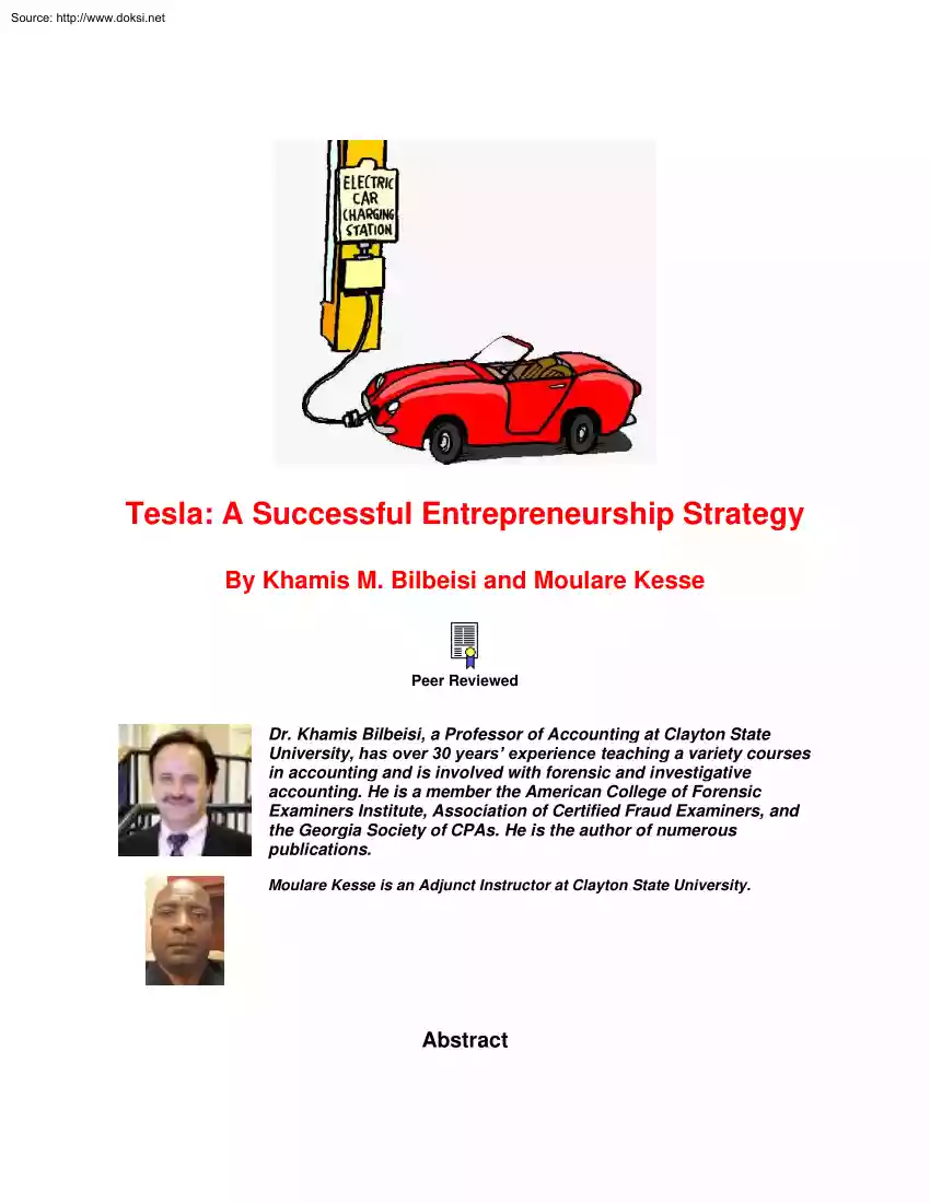 Bilbeisi-Kesse - Tesla, A Successful Entrepreneurship Strategy