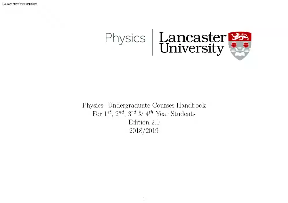 Physics, Undergraduate Courses Handbook