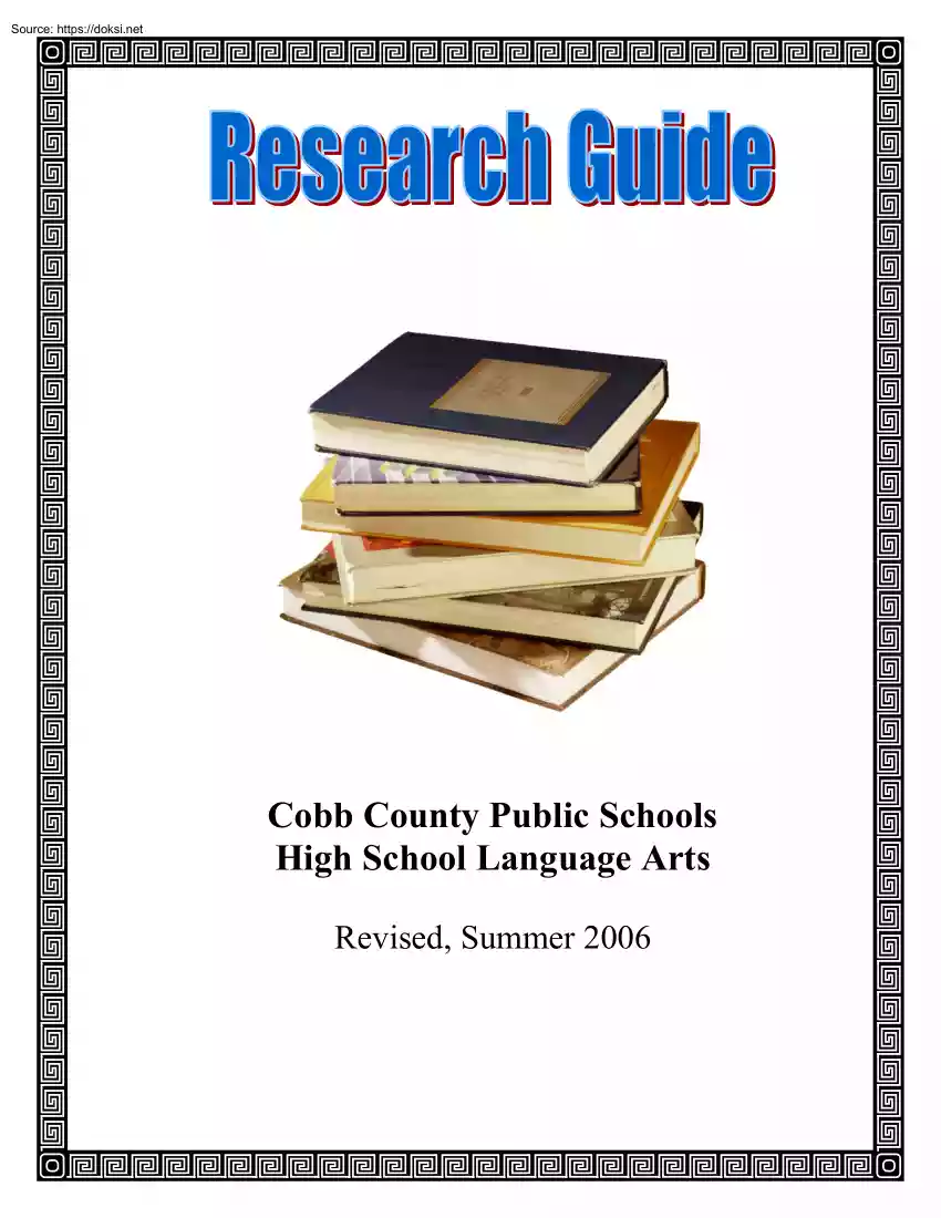 Research Guide, Cobb County Public Schools High School Language Arts