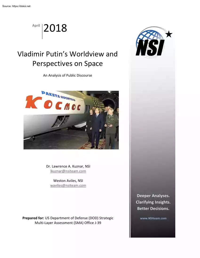 Kuznar-Aviles - Vladimir Putins Worldview and Perspectives on Space