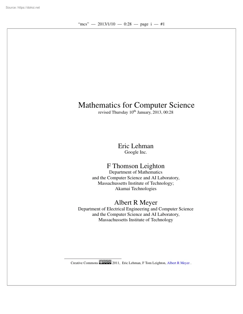 Eric Lehman - Mathematics for Computer Science