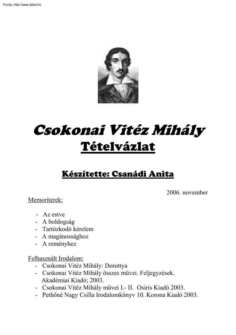 Csanádi Anita - Csokonai Vitéz Mihály
