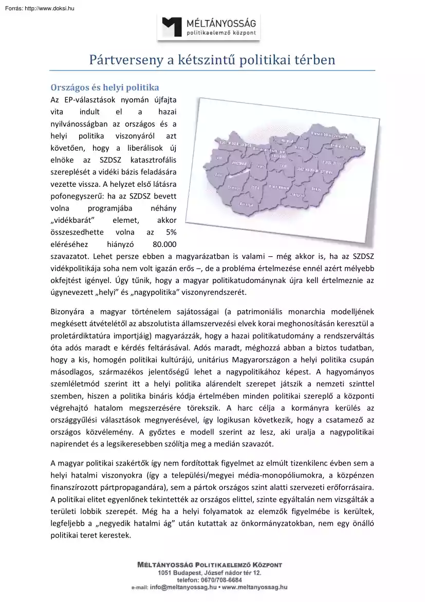 Pártverseny a kétszintű politikai térben