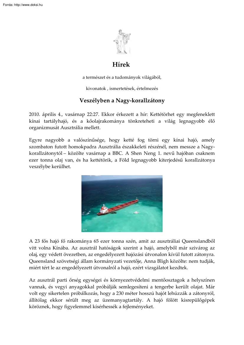 Veszélyben a Nagy-korallzátony