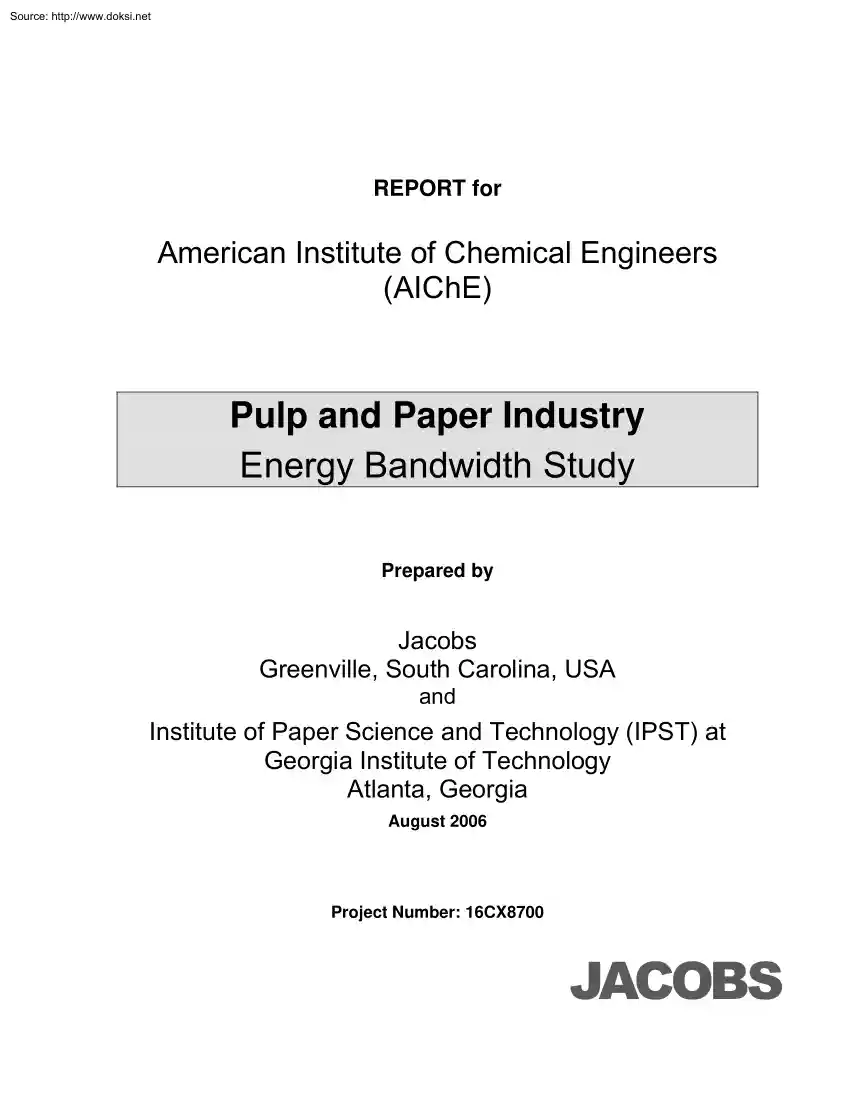 Pulp and Paper Industry Energy Bandwidth Study