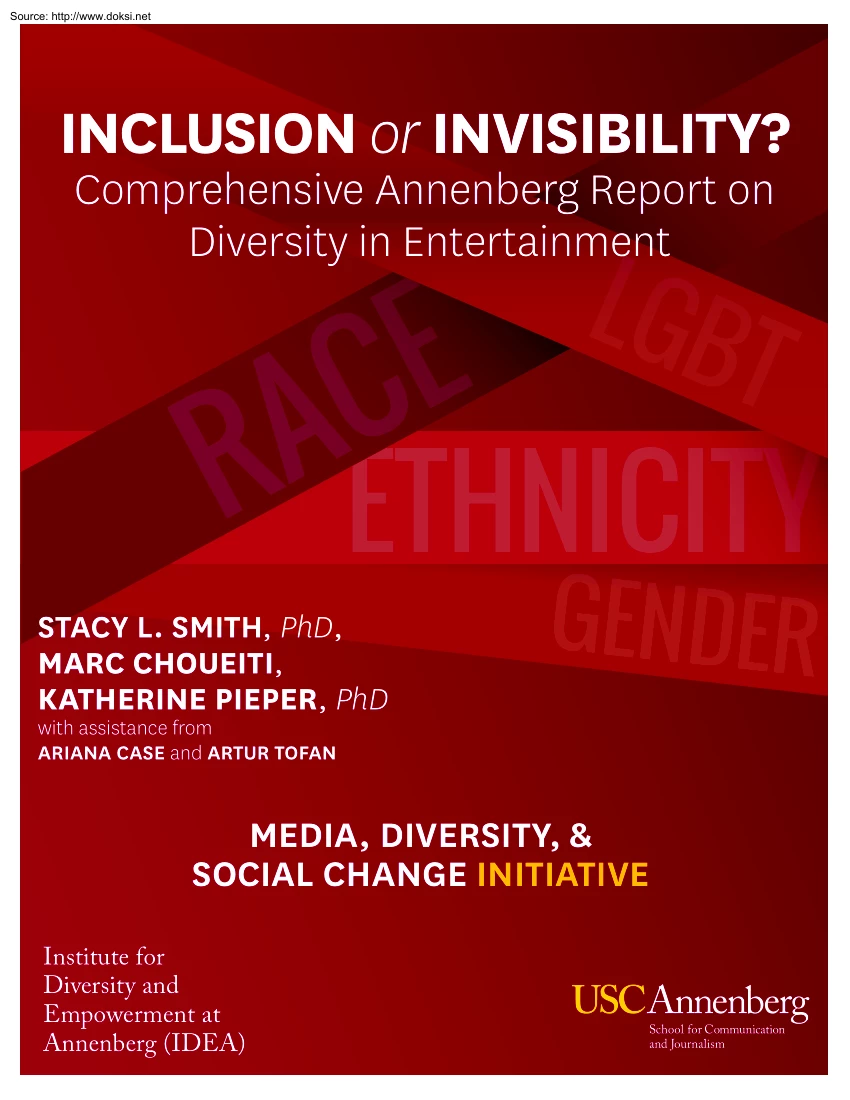 Inclusion or Invisibility, Comprehensive Annenberg Report on Diversity in Entertainment