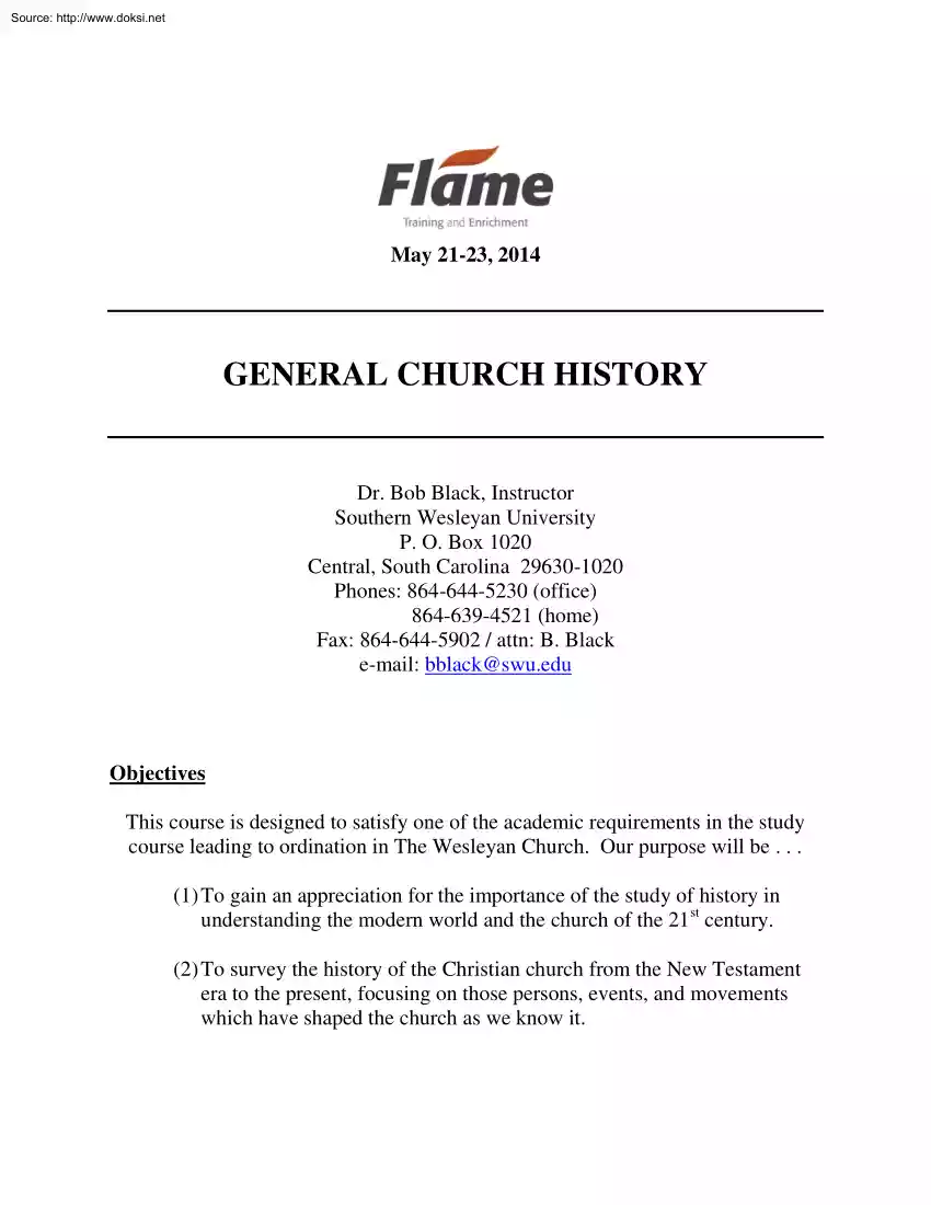 Dr. Bob Black - General Church History