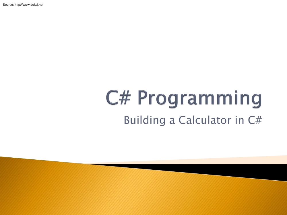 Building a Calculator in C#