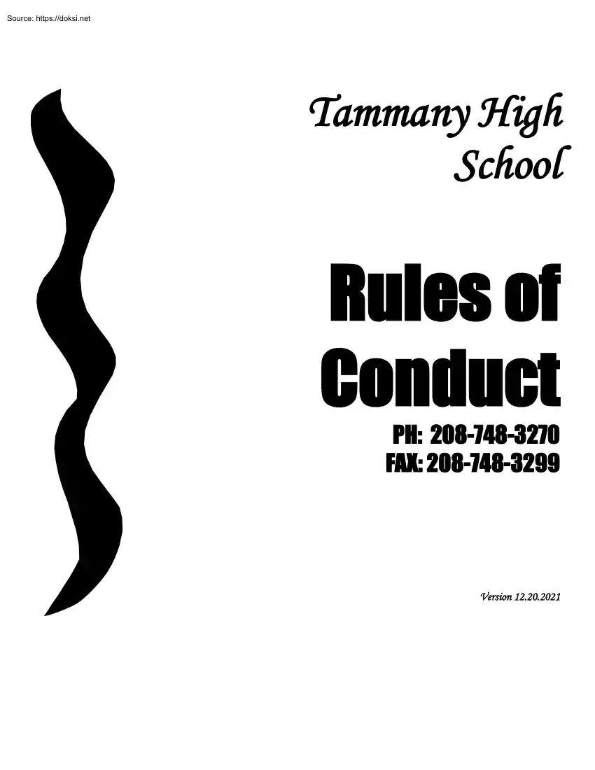 Tammany High School, Rules of Conduct