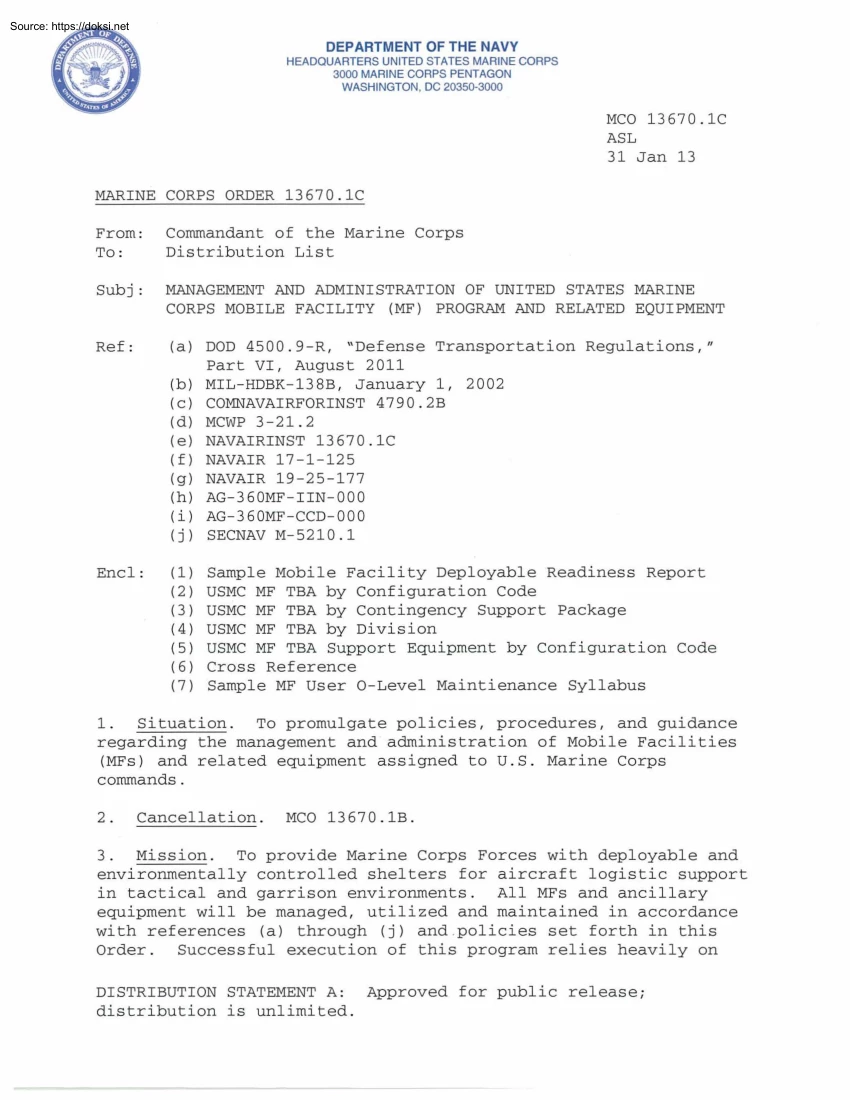 Marine Cops Order, MCO 13670.1C