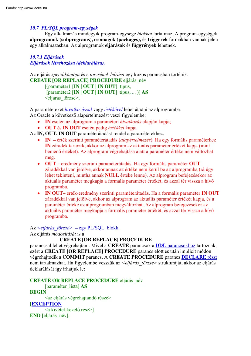 Oracle PL/SQL programegységek