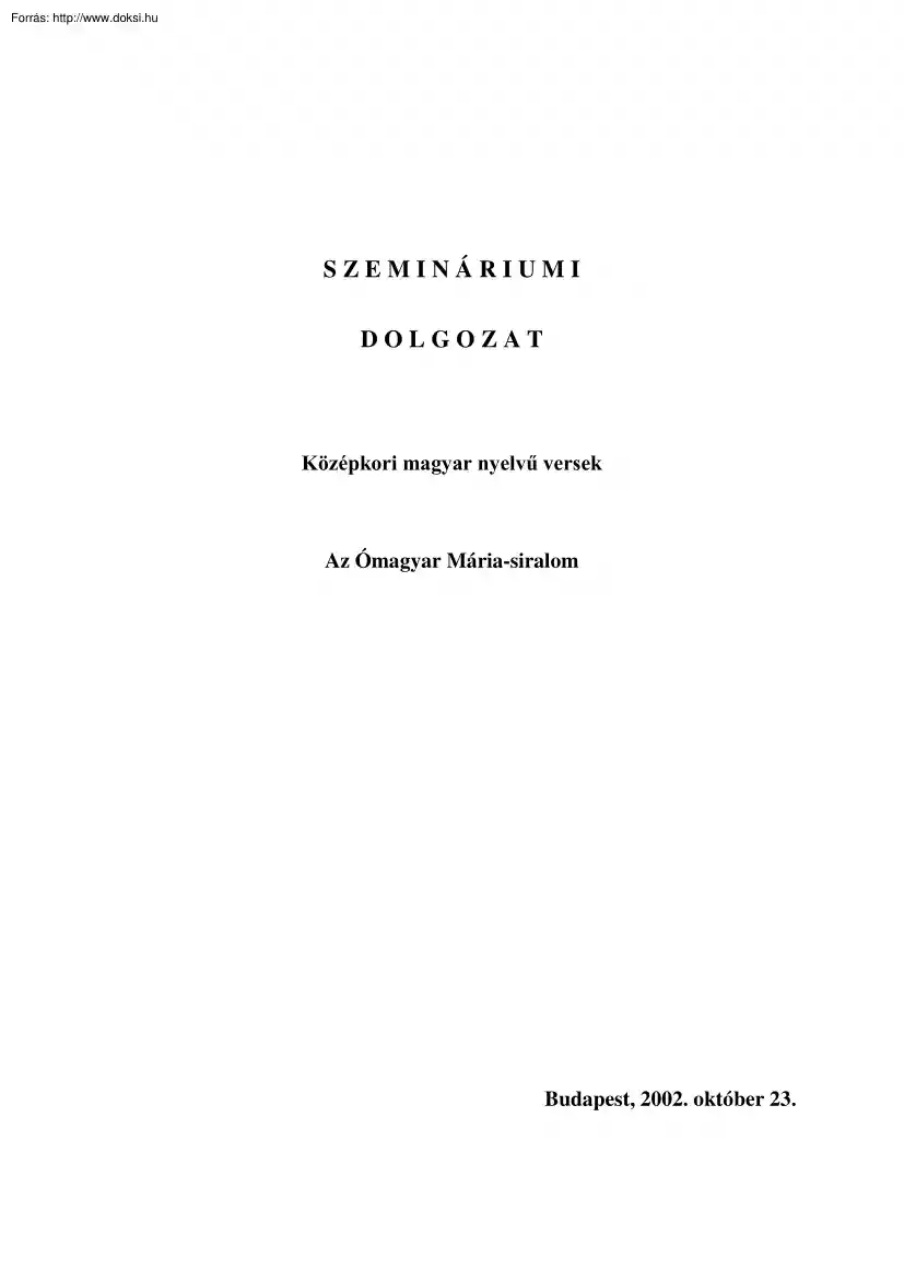 Középkori magyar nyelvű versek