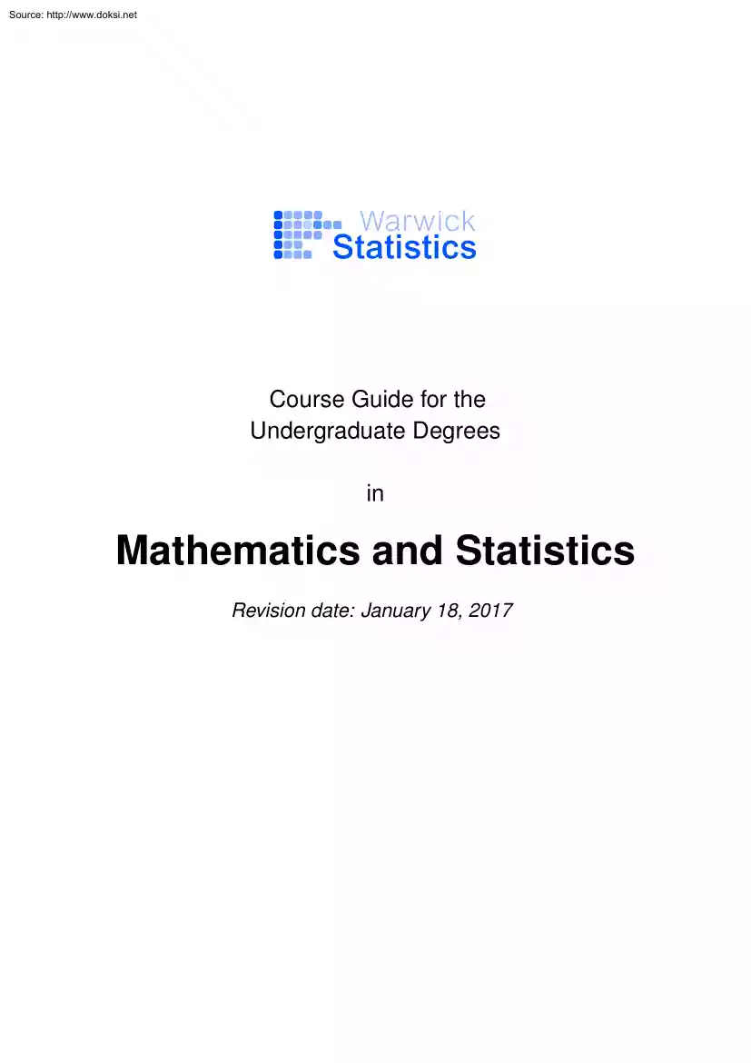 Course Guide for the Undergraduate Degrees in Mathematics and Statistics
