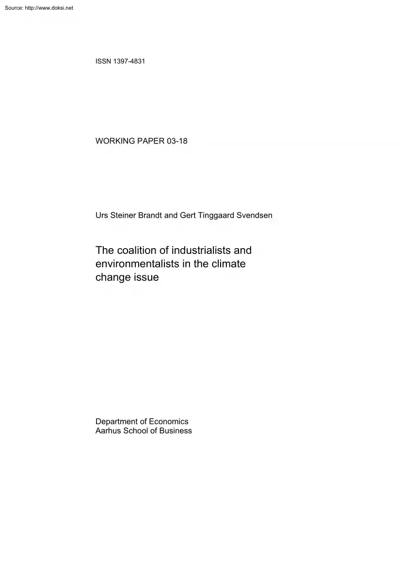 Brandt-Tinggaard - The Coalition of Industrialists and Environmentalists in the Climate Change Issue