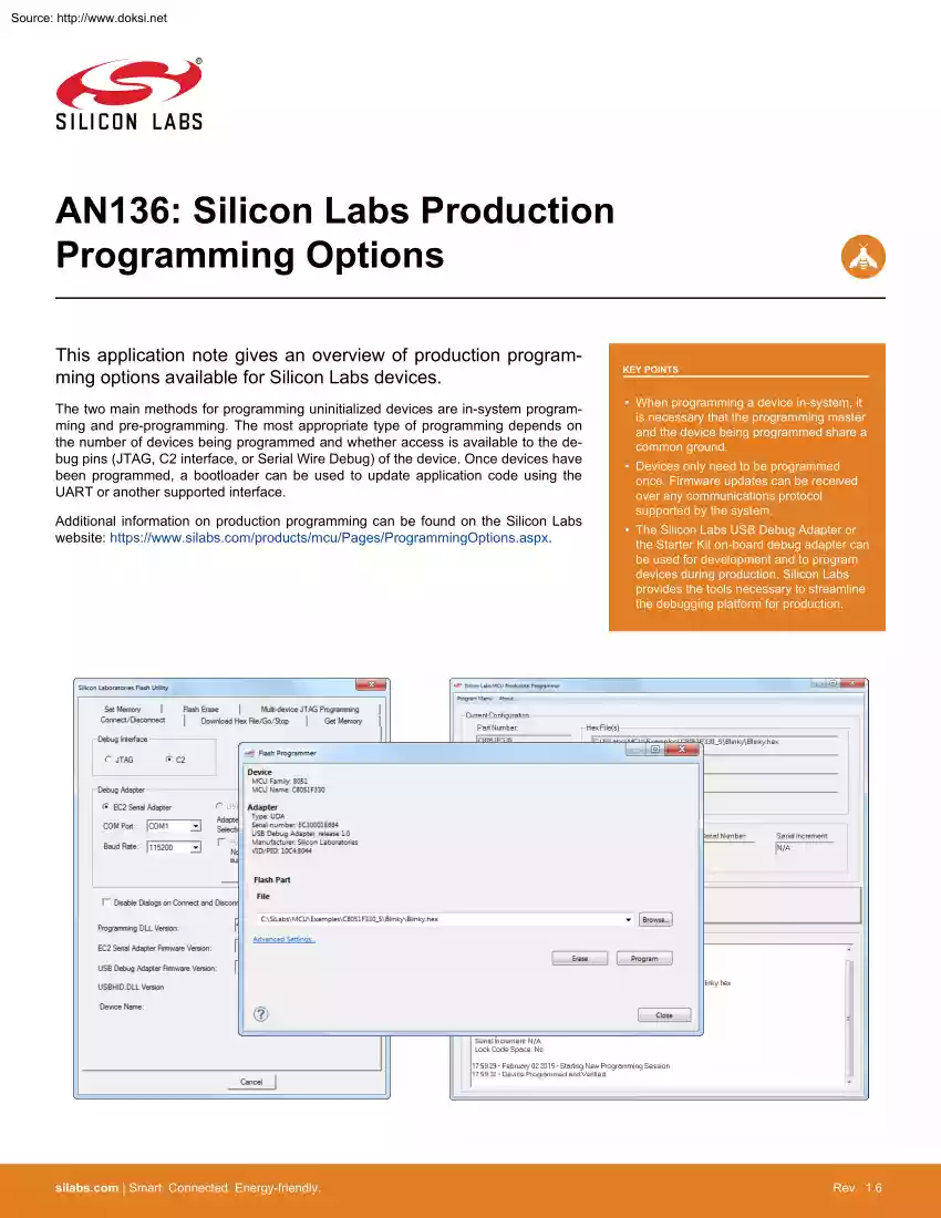 AN136, Silicon Labs Production Programming Options