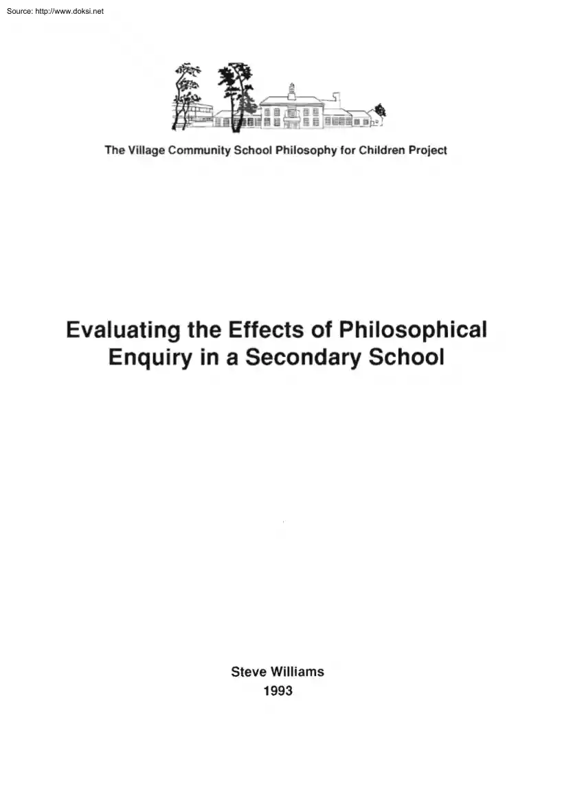 Steve Williams - Evaluating the Effects of Philosophical Enquiry in a Secondary School