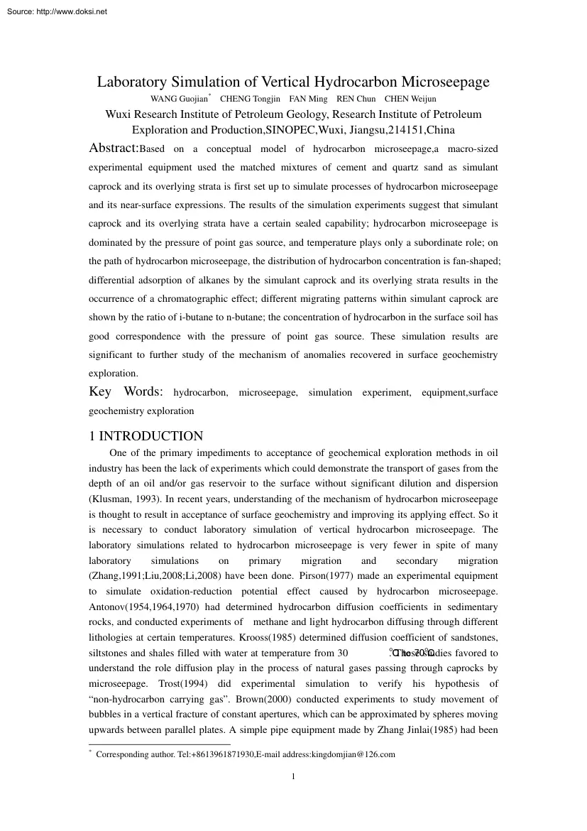 Laboratory Simulation of Vertical Hydrocarbon Microseepage