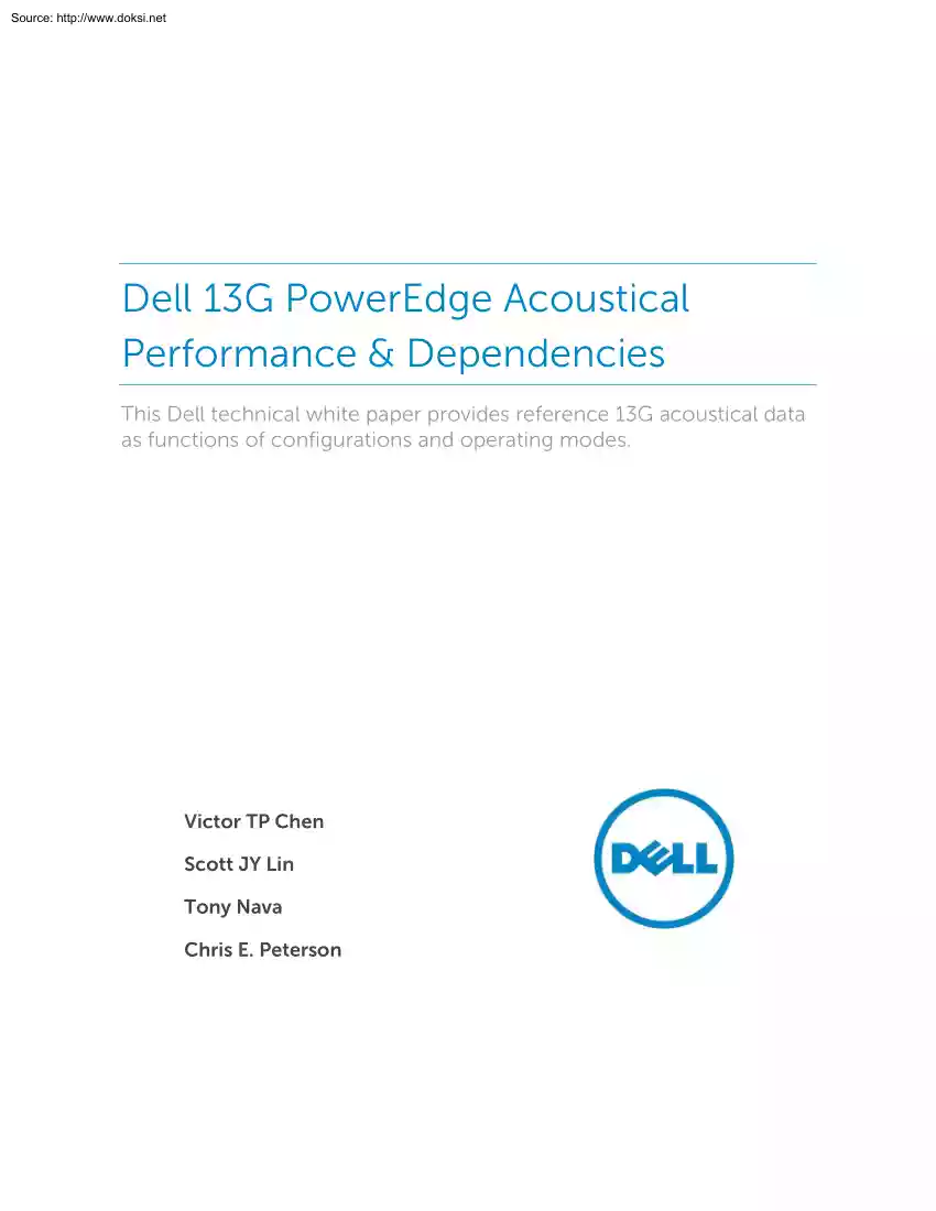 Dell 13G PowerEdge Acoustical Performance & Dependencies