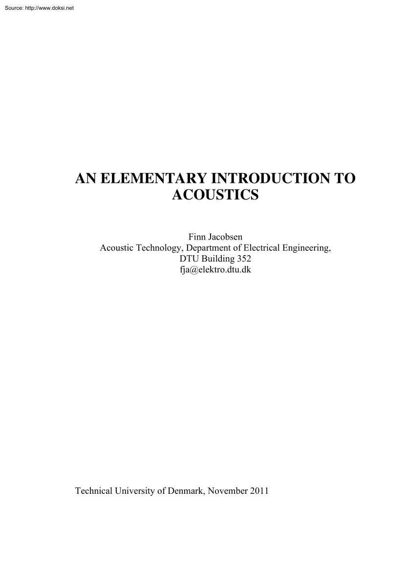 Finn Jacobsen - An elementary introduction to acoustics