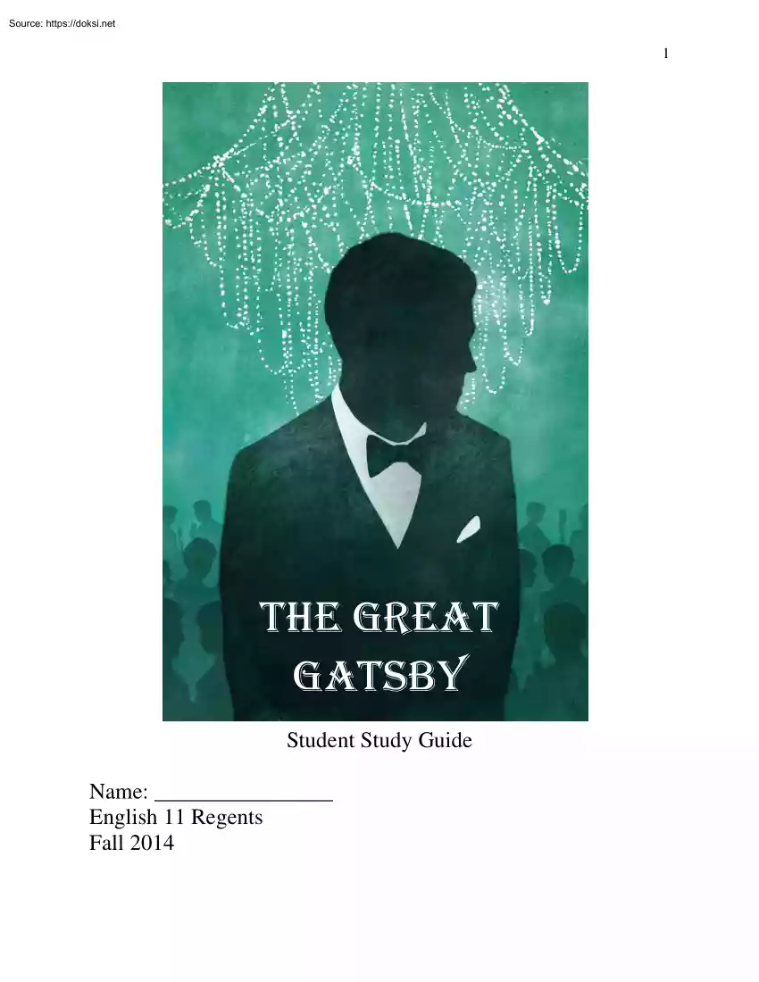 The Great Gatsby, Student Study Guide