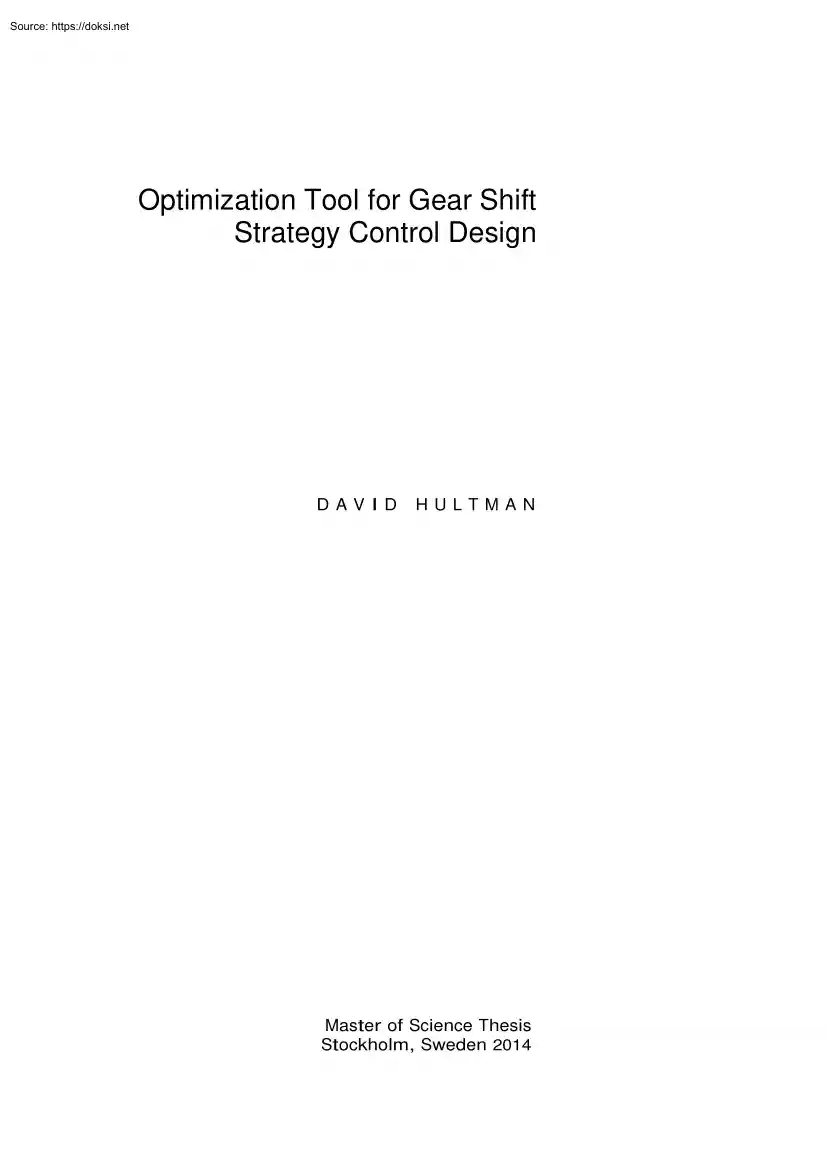 David Hultman - Optimization Tool for Gear Shift Strategy Control Design