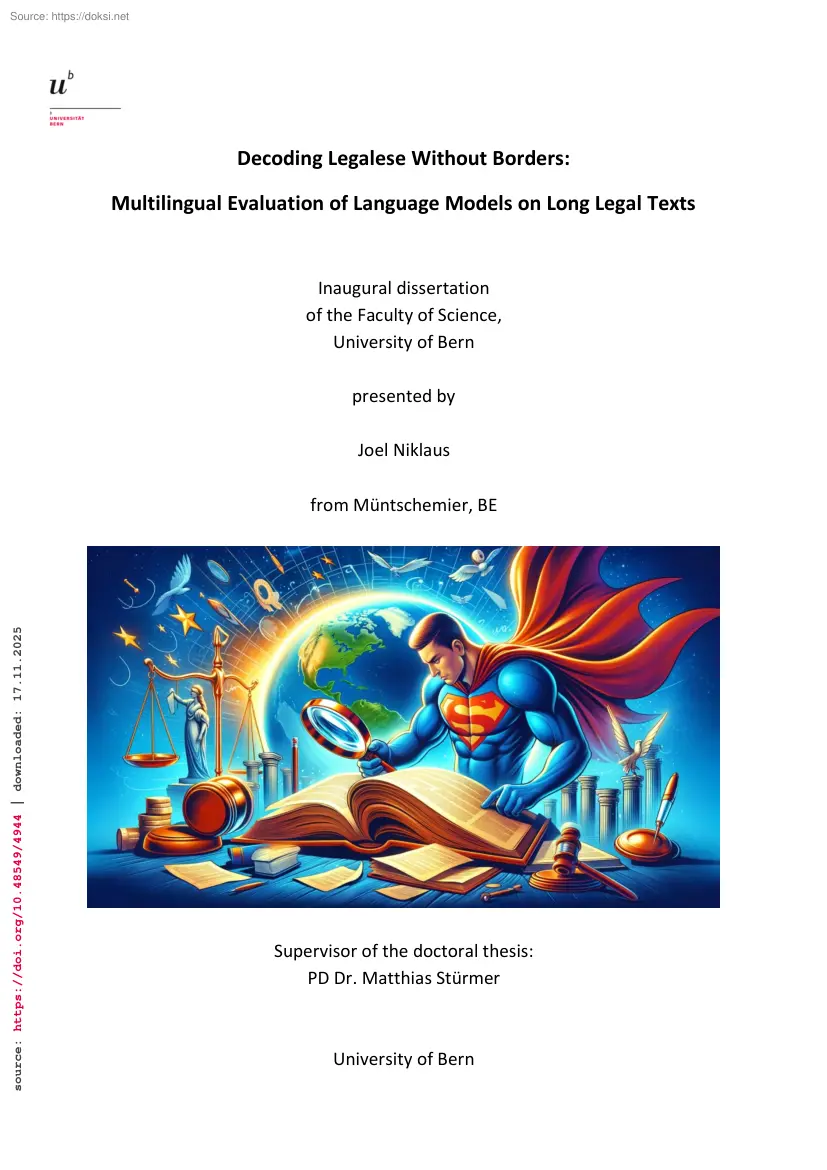 Joel Niklaus - Decoding Legalese Without Borders, Multilingual Evaluation of Language Models on